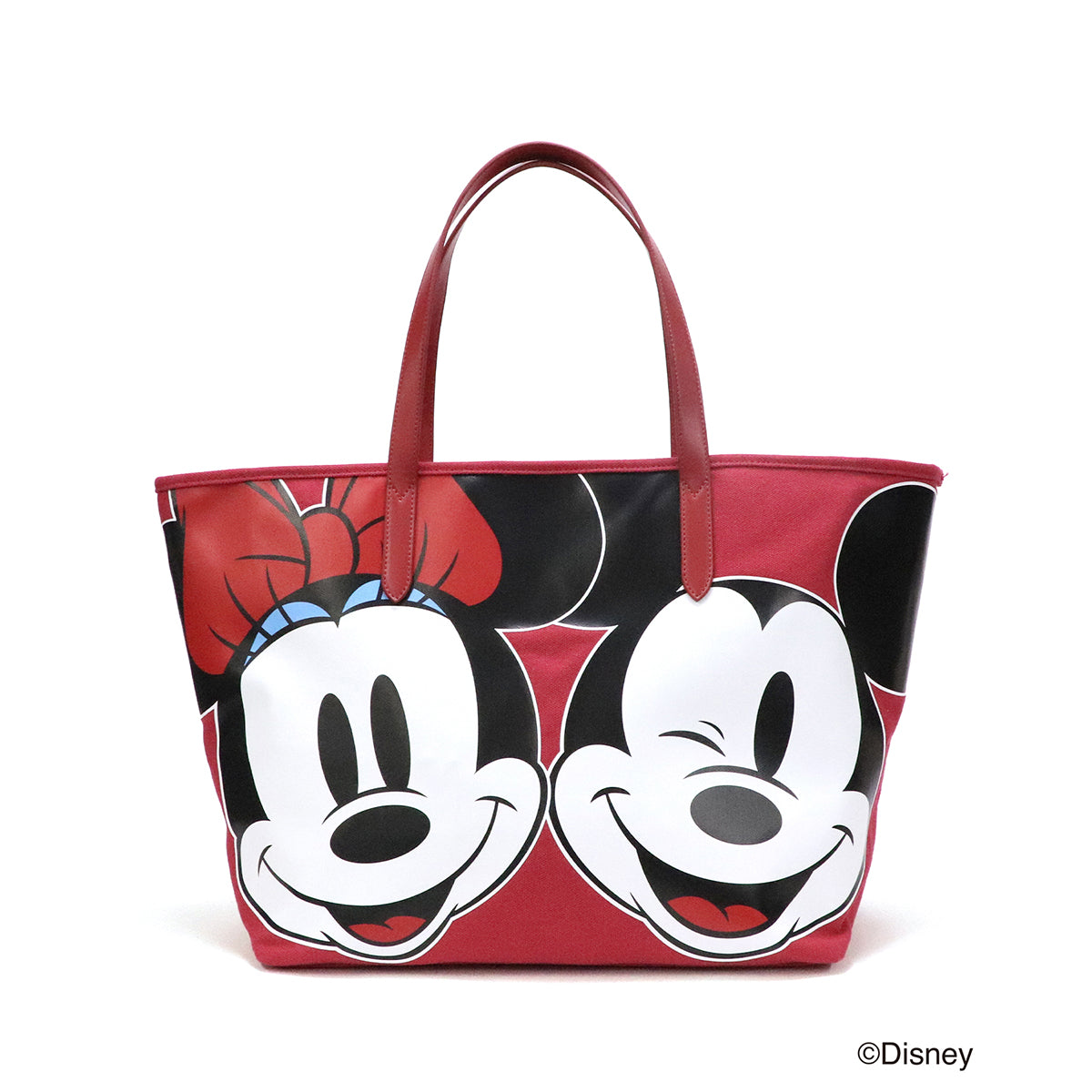 【 Disney / ディズニー 】 ミッキーマウス & ミニーマウス キャンバストート 大 レッド