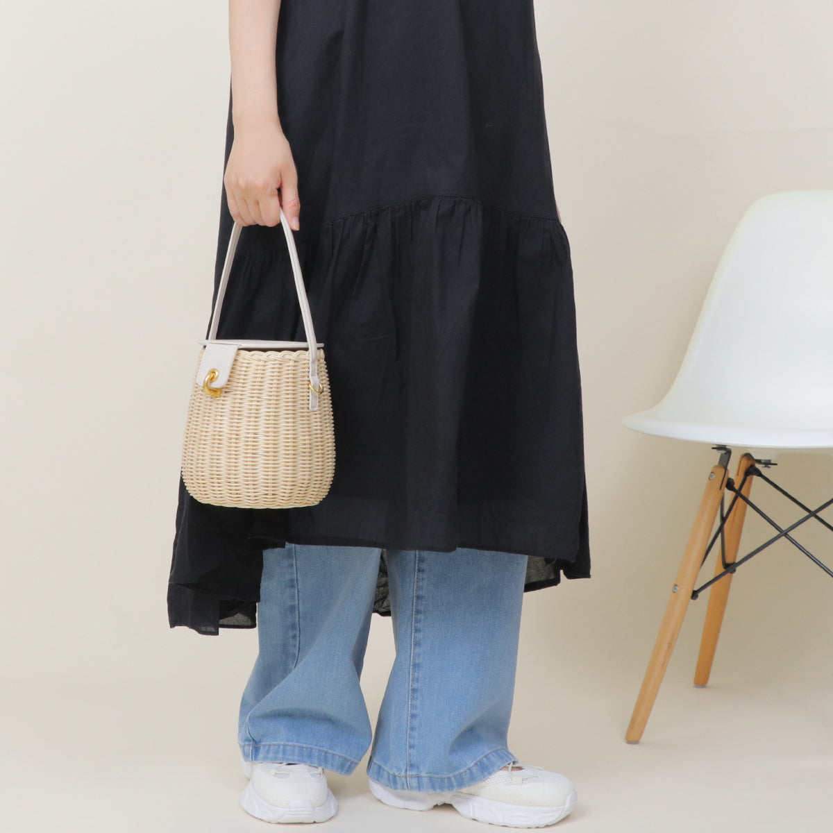 【LA MARGE】2WAY バスケット ラタン かごバッグ アイボリー