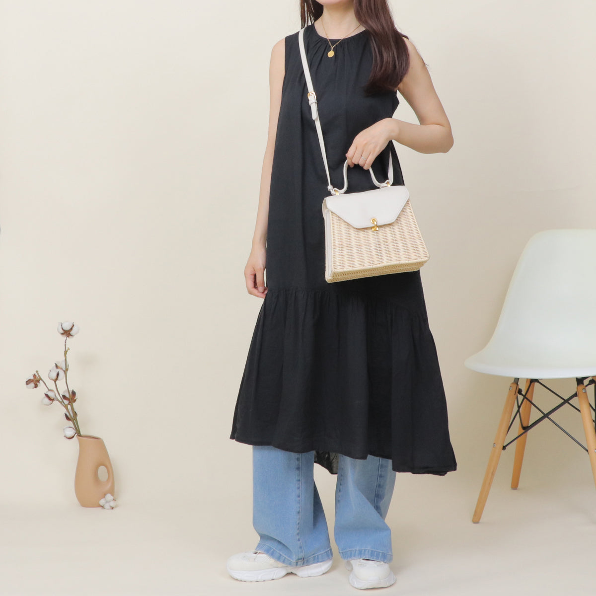 ベース BASE 【LA MARGE】【本革】ラタン かごバッグ （アイボリー） アイボリー