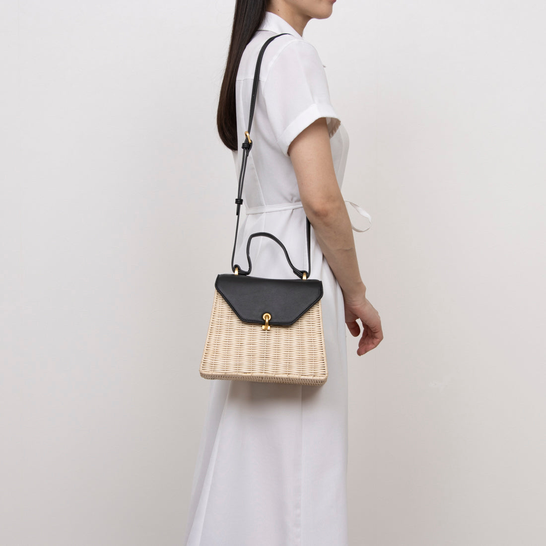 ベース BASE 【LA MARGE】【本革】ラタン かごバッグ （アイボリー） アイボリー