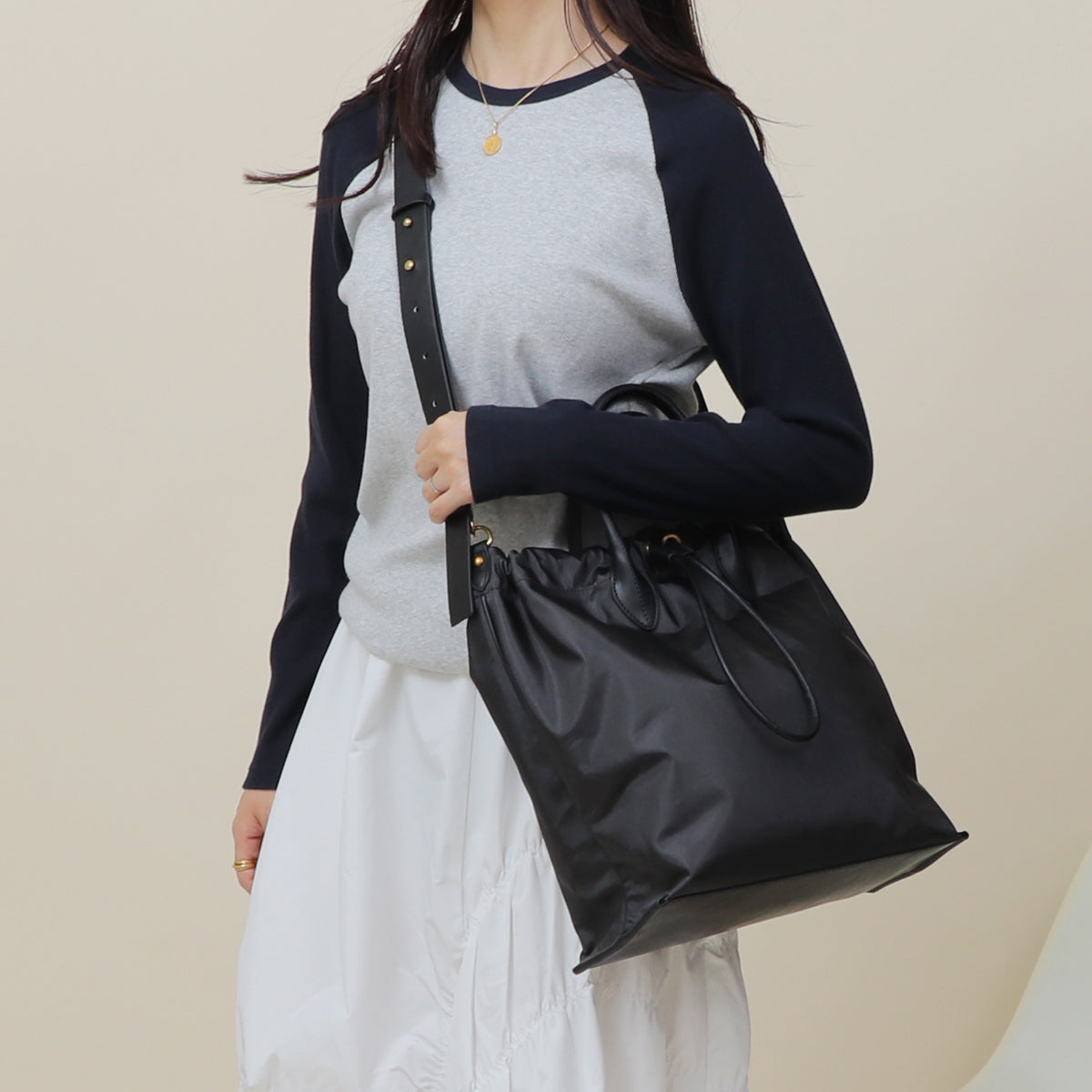 ベース BASE 【LA MARGE】【本革】2WAY ナイロン 本革 ショルダーバッグ （ブラック） ブラック