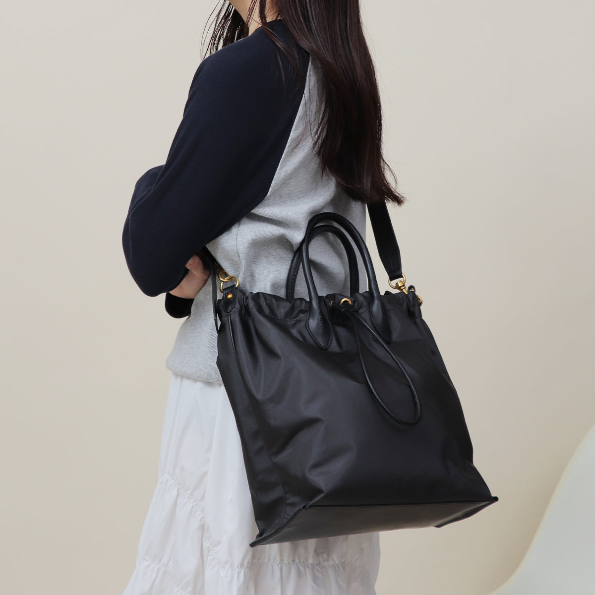 ベース BASE 【LA MARGE】【本革】2WAY ナイロン 本革 ショルダーバッグ （ブラック） ブラック
