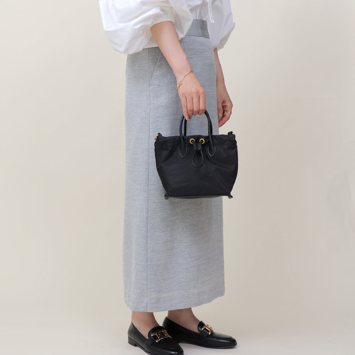 ベース BASE 【LA MARGE】【本革】2WAY ナイロン 本革 ハンド&ショルダーバッグ （ブラック） ブラック
