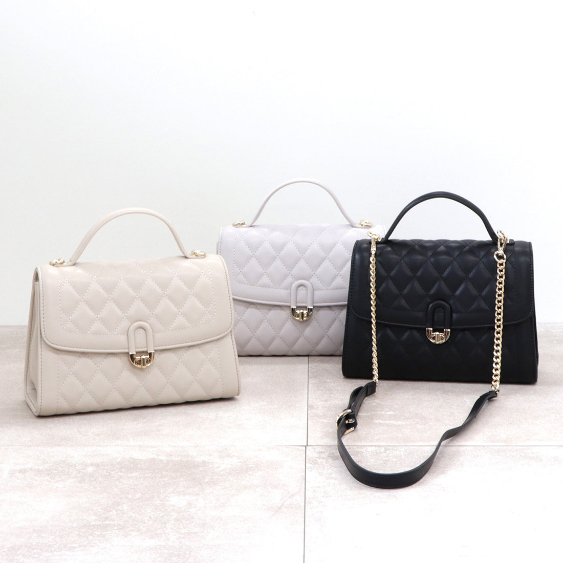 ベース BASE ショルダーバッグ ハンドバッグ ショルダー キルティング レディース シンプル チェーン フラップ パーティー パーティーバッグ 2way レザー調 お洒落 女性 高級感 ひねり金具