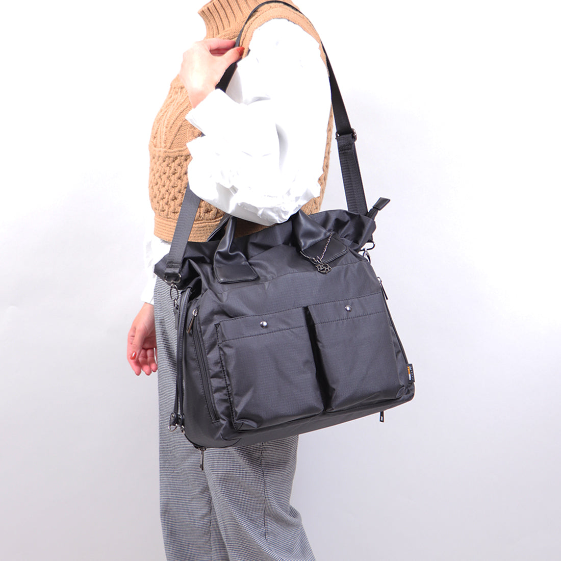 BASE Backpack, Cordura Nylon, 3-way, 2-way, Tote Bag, Shoulder Bag, A4, A4 Size, Simple, Water Repellent, Durable, Simple, Charm Included, Pocket, Plain, Commuting, School, Travel, Women, Cute, Casual, Large Capacity, Outdoor