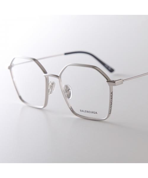 バレンシアガ BALENCIAGA BALENCIAGA メガネ BB0198O ポリゴン型 メタルフレーム （003/SILVERSILVERTRANSPARE） 003/SILVERSILVERTRANSPARE