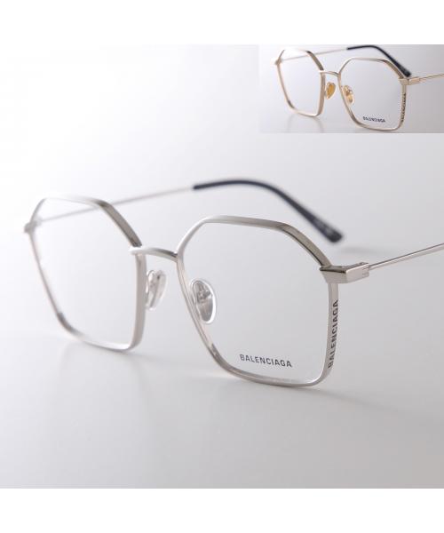 バレンシアガ BALENCIAGA BALENCIAGA メガネ BB0198O ポリゴン型 メタルフレーム （003/SILVERSILVERTRANSPARE） 003/SILVERSILVERTRANSPARE