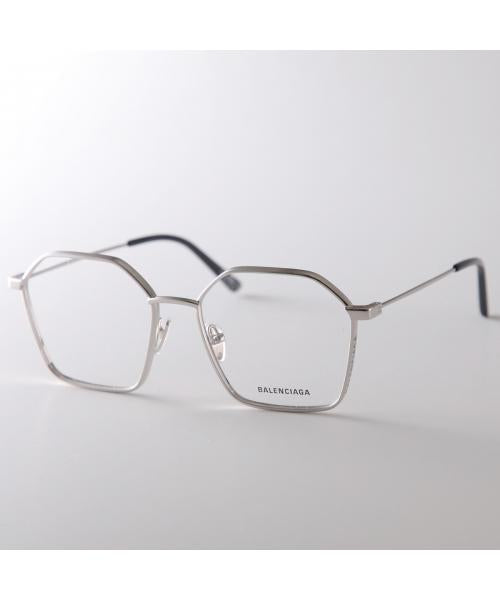 バレンシアガ BALENCIAGA BALENCIAGA メガネ BB0198O ポリゴン型 メタルフレーム （003/SILVERSILVERTRANSPARE） 003/SILVERSILVERTRANSPARE