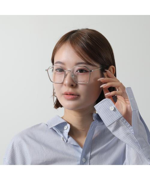 バレンシアガ BALENCIAGA BALENCIAGA メガネ BB0198O ポリゴン型 メタルフレーム （003/SILVERSILVERTRANSPARE） 003/SILVERSILVERTRANSPARE
