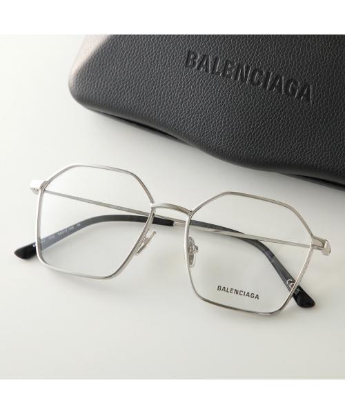 バレンシアガ BALENCIAGA BALENCIAGA メガネ BB0198O ポリゴン型 メタルフレーム （003/SILVERSILVERTRANSPARE） 003/SILVERSILVERTRANSPARE