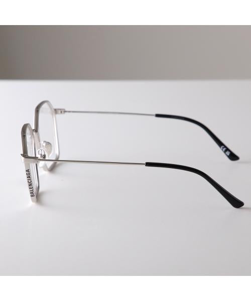 バレンシアガ BALENCIAGA BALENCIAGA メガネ BB0198O ポリゴン型 メタルフレーム （003/SILVERSILVERTRANSPARE） 003/SILVERSILVERTRANSPARE