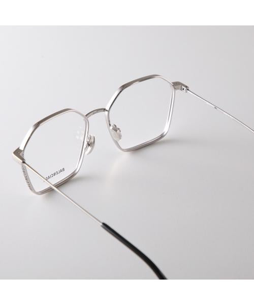 バレンシアガ BALENCIAGA BALENCIAGA メガネ BB0198O ポリゴン型 メタルフレーム （003/SILVERSILVERTRANSPARE） 003/SILVERSILVERTRANSPARE