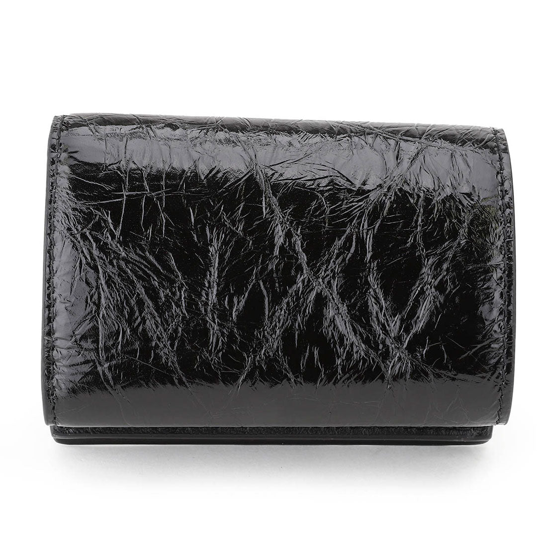 バレンシアガ BALENCIAGA 3つ折り財布 クラッシュ MINI WALLET 766463 2AA65 1000 BLACK （ブラック） ブラック