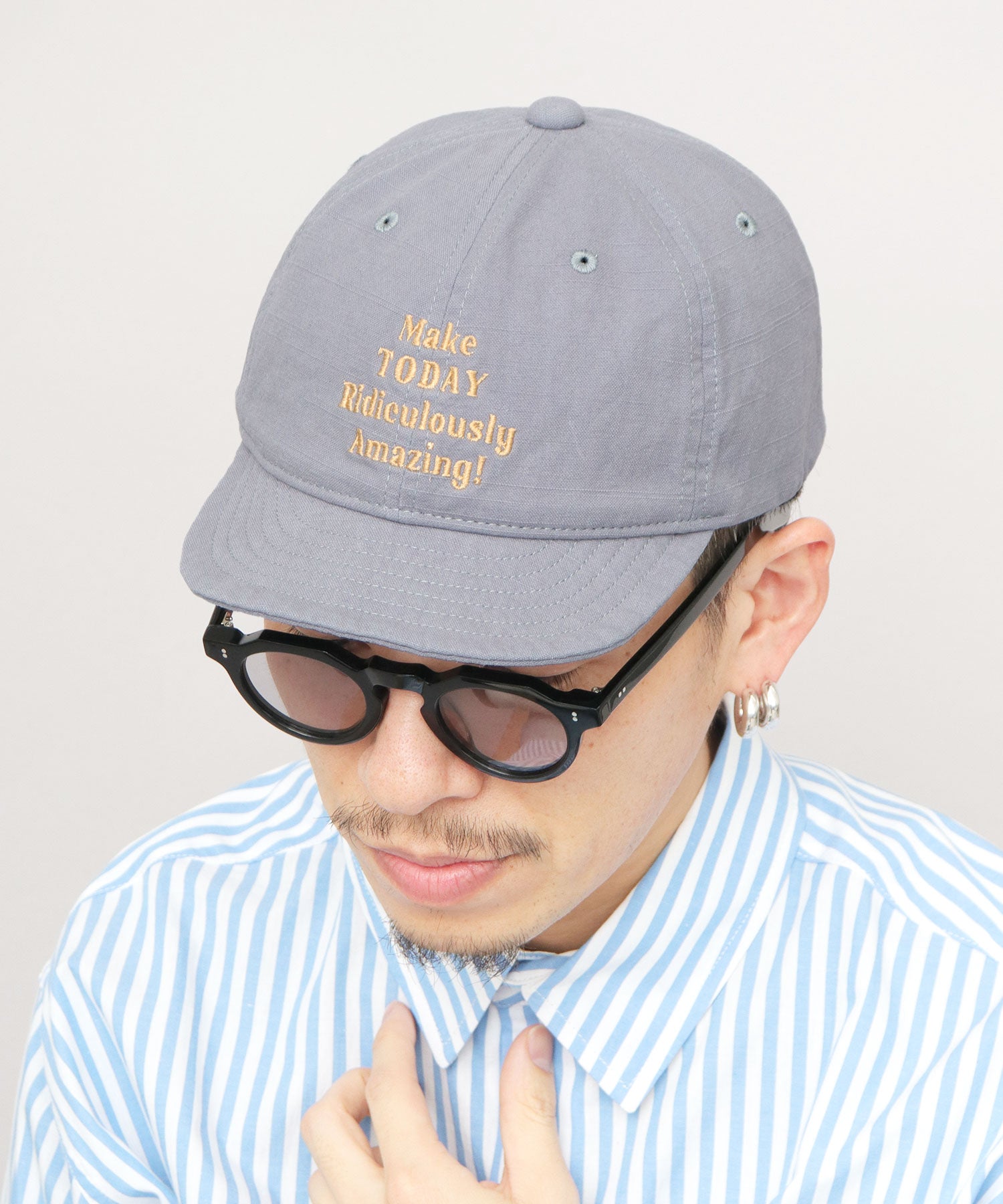 ベーシックエンチ Basiquenti リップコットン 英字刺繍 アンパイアキャップ （アイボリー） アイボリー
