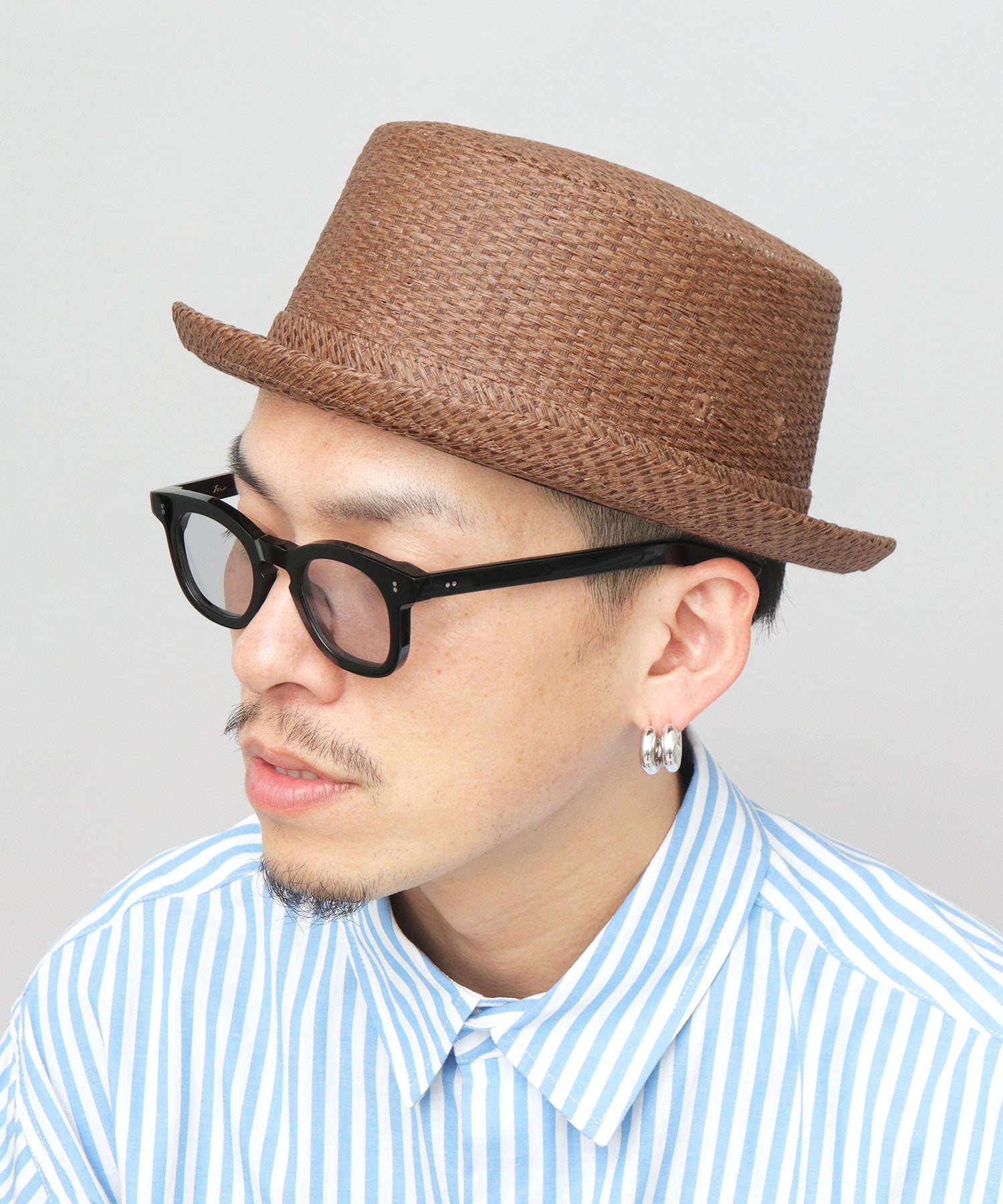 ベーシックエンチ Basiquenti 麦わら風 ペーパー ポークパイハット （ブラウン） ブラウン
