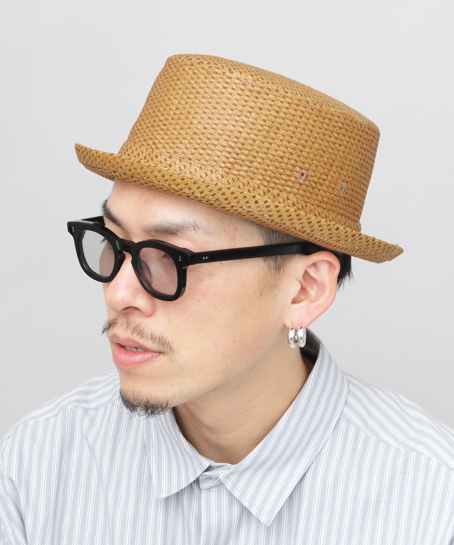ベーシックエンチ Basiquenti 麦わら風 ペーパー ポークパイハット （ブラウン） ブラウン