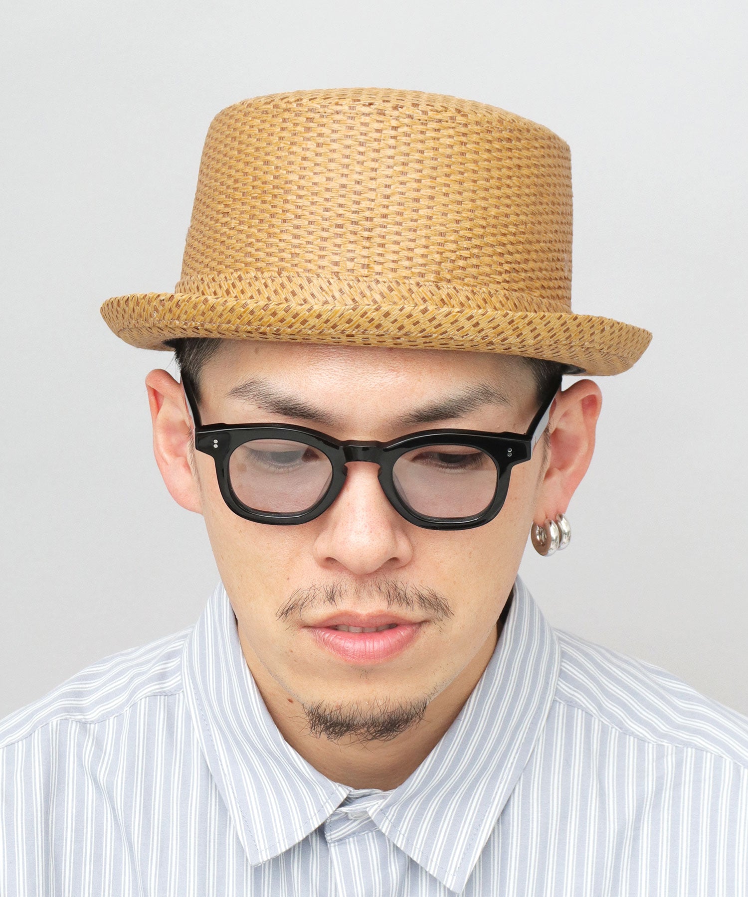 ベーシックエンチ Basiquenti 麦わら風 ペーパー ポークパイハット （ブラウン） ブラウン