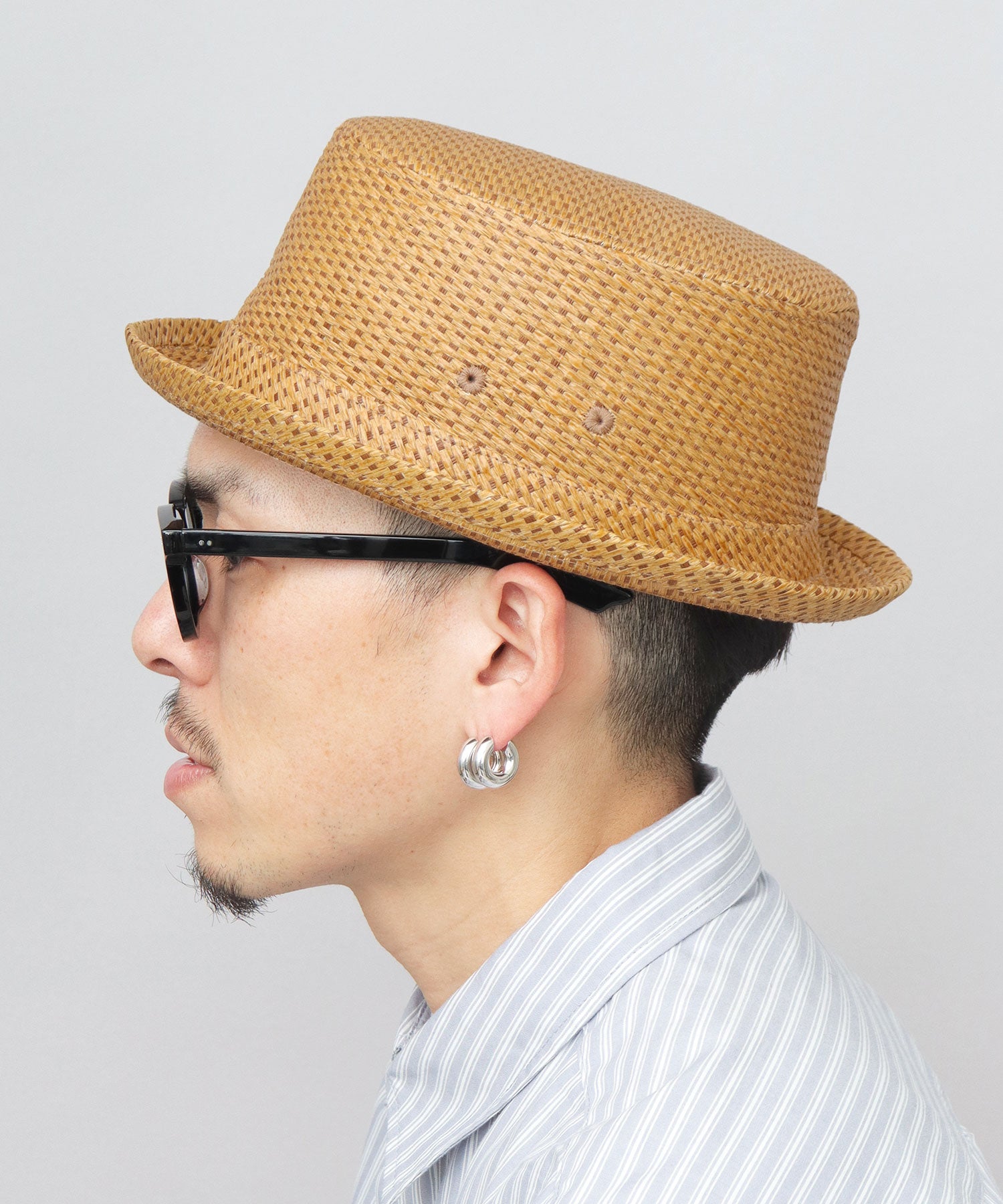 ベーシックエンチ Basiquenti 麦わら風 ペーパー ポークパイハット （ブラウン） ブラウン