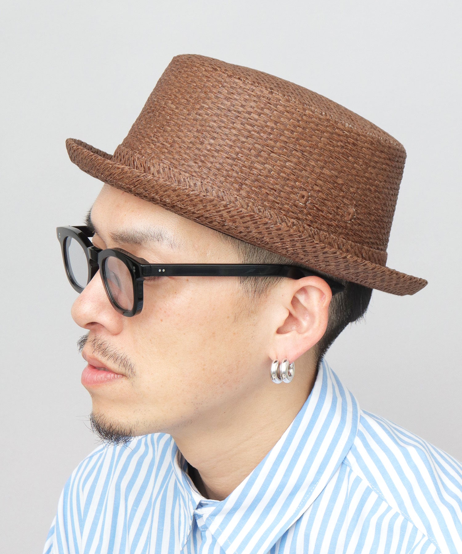 ベーシックエンチ Basiquenti 麦わら風 ペーパー ポークパイハット （ブラウン） ブラウン