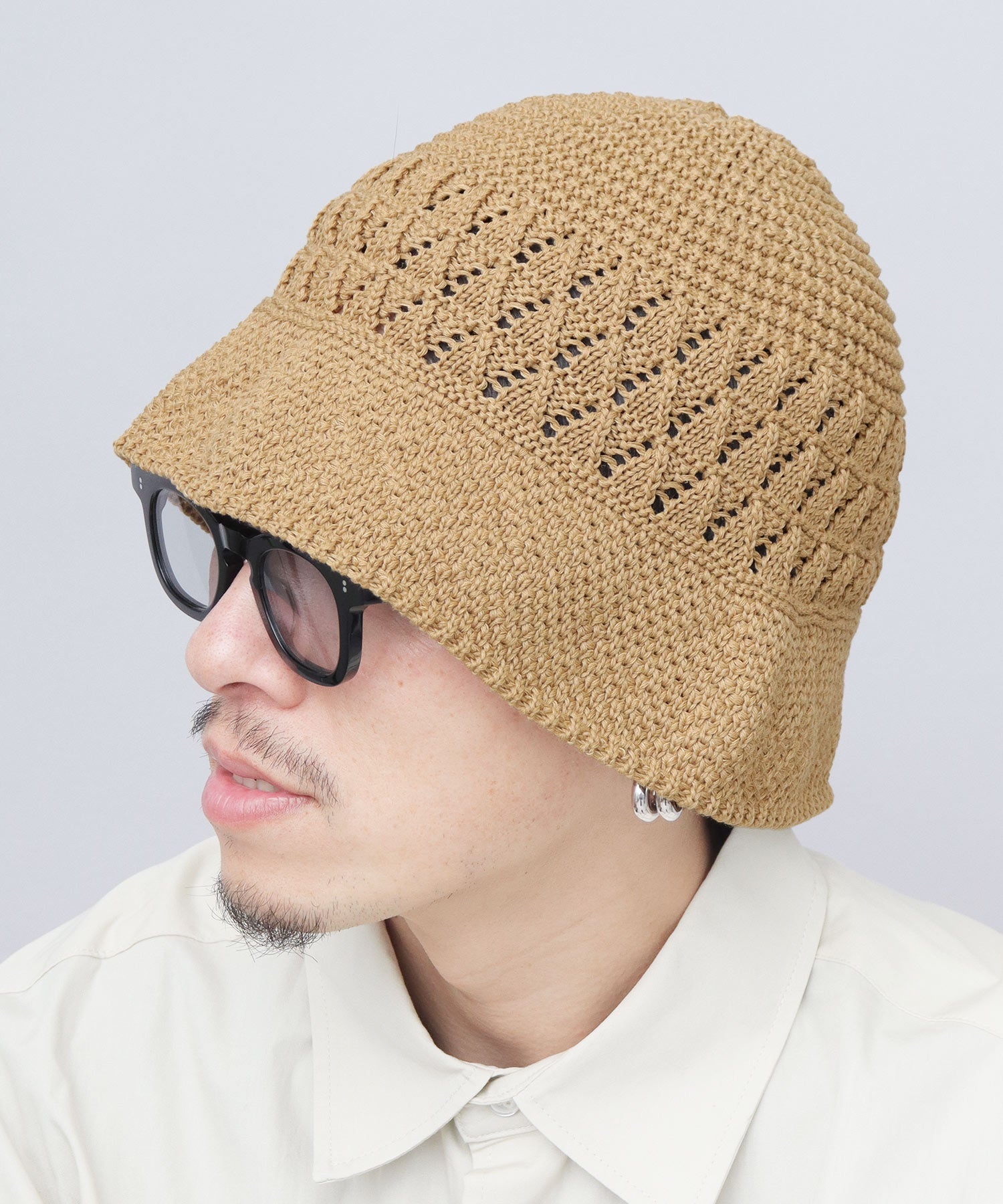 ベーシックエンチ Basiquenti リネンライク ニットハット クロシェハット （ベージュ） ベージュ