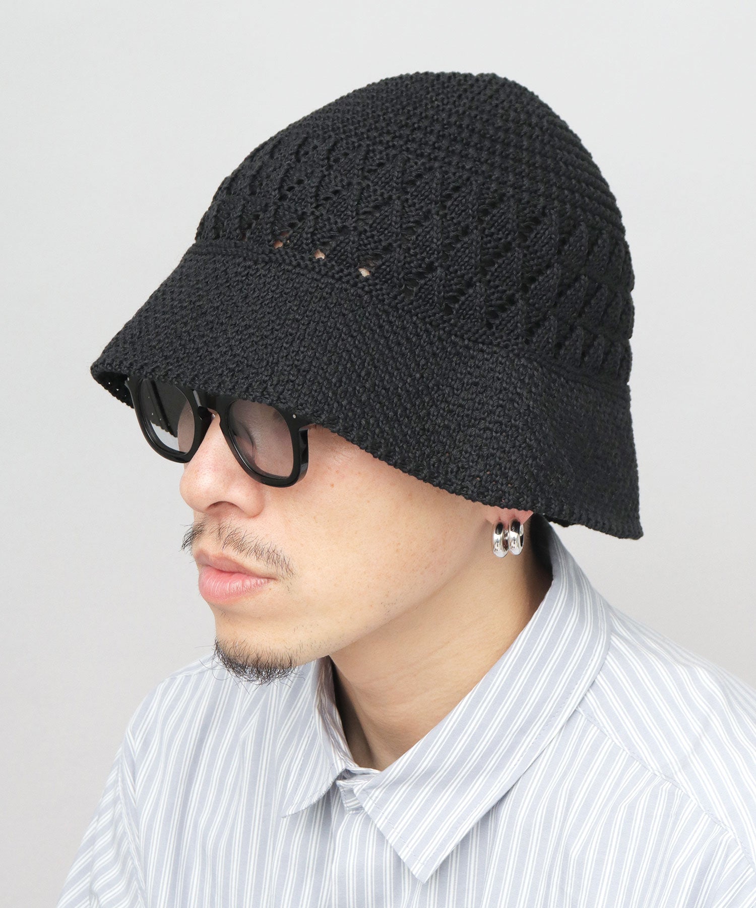 ベーシックエンチ Basiquenti リネンライク ニットハット クロシェハット （ベージュ） ベージュ