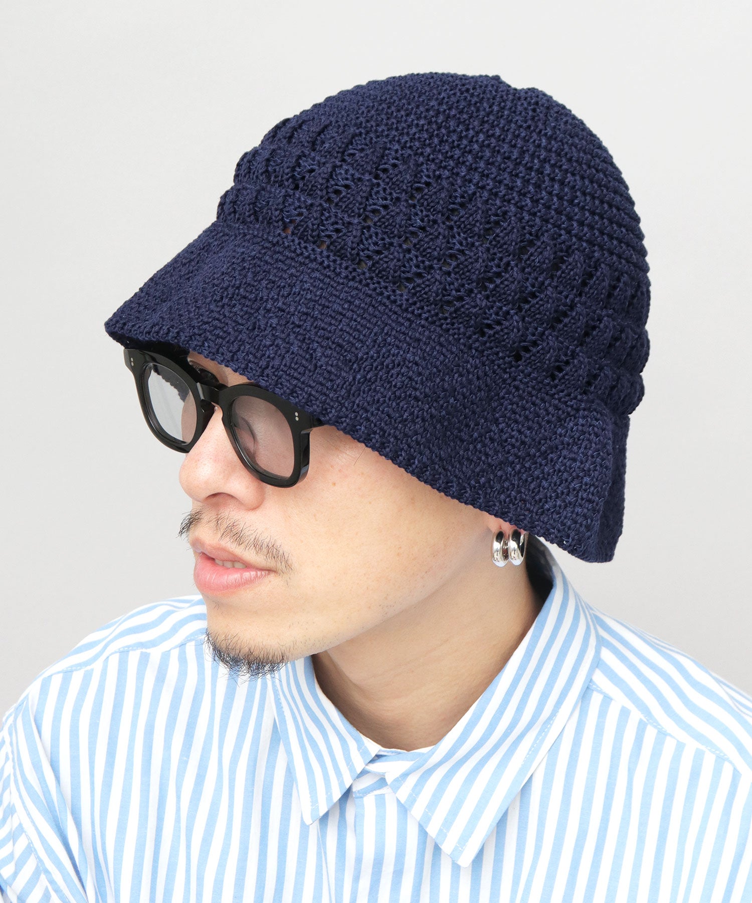 ベーシックエンチ Basiquenti リネンライク ニットハット クロシェハット （ベージュ） ベージュ