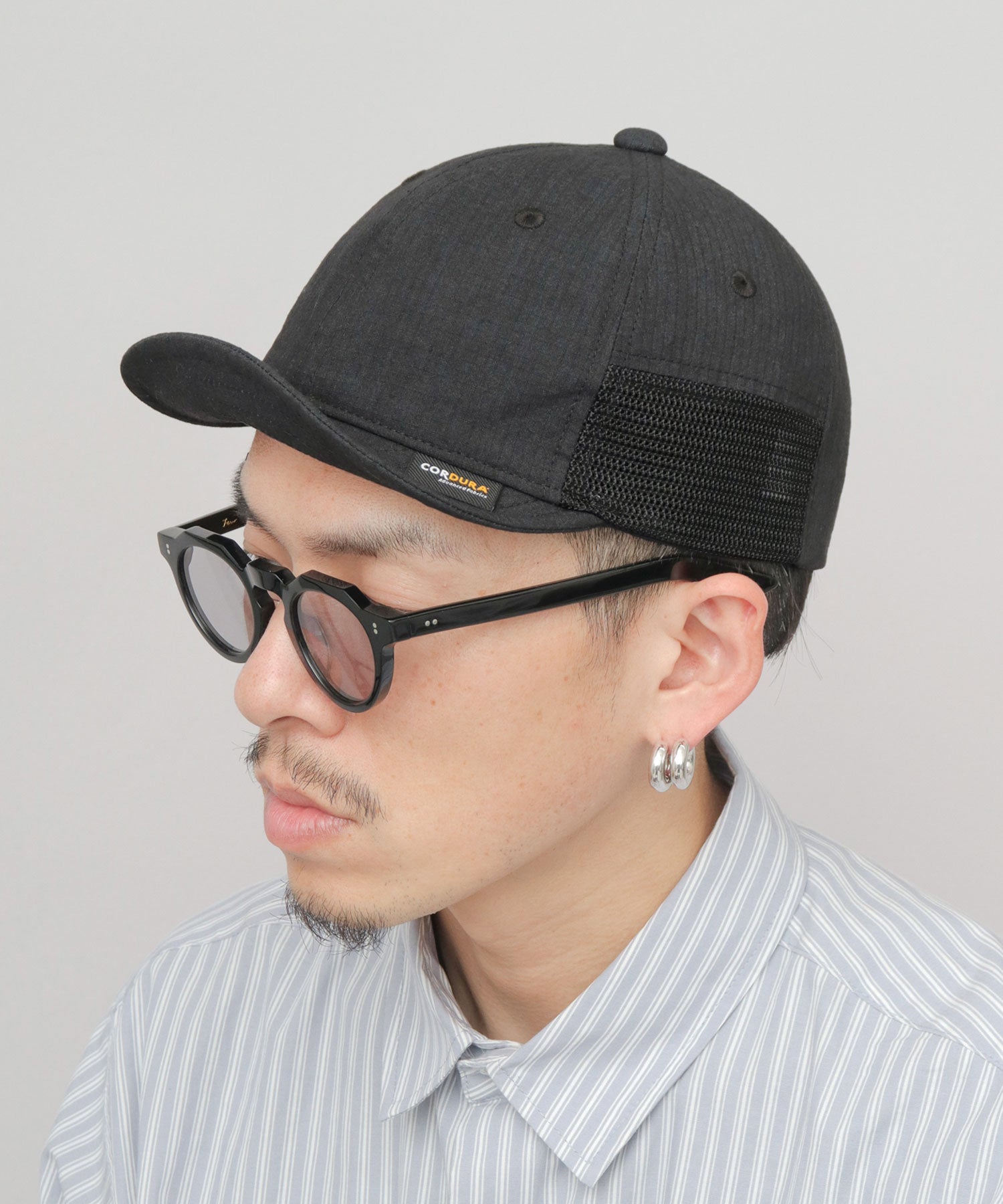 ベーシックエンチ Basiquenti ワッシャー加工 ミニリップ CORDURA綿ナイロン メッシュ アンパイアキャップ （ネイビー） ネイビー
