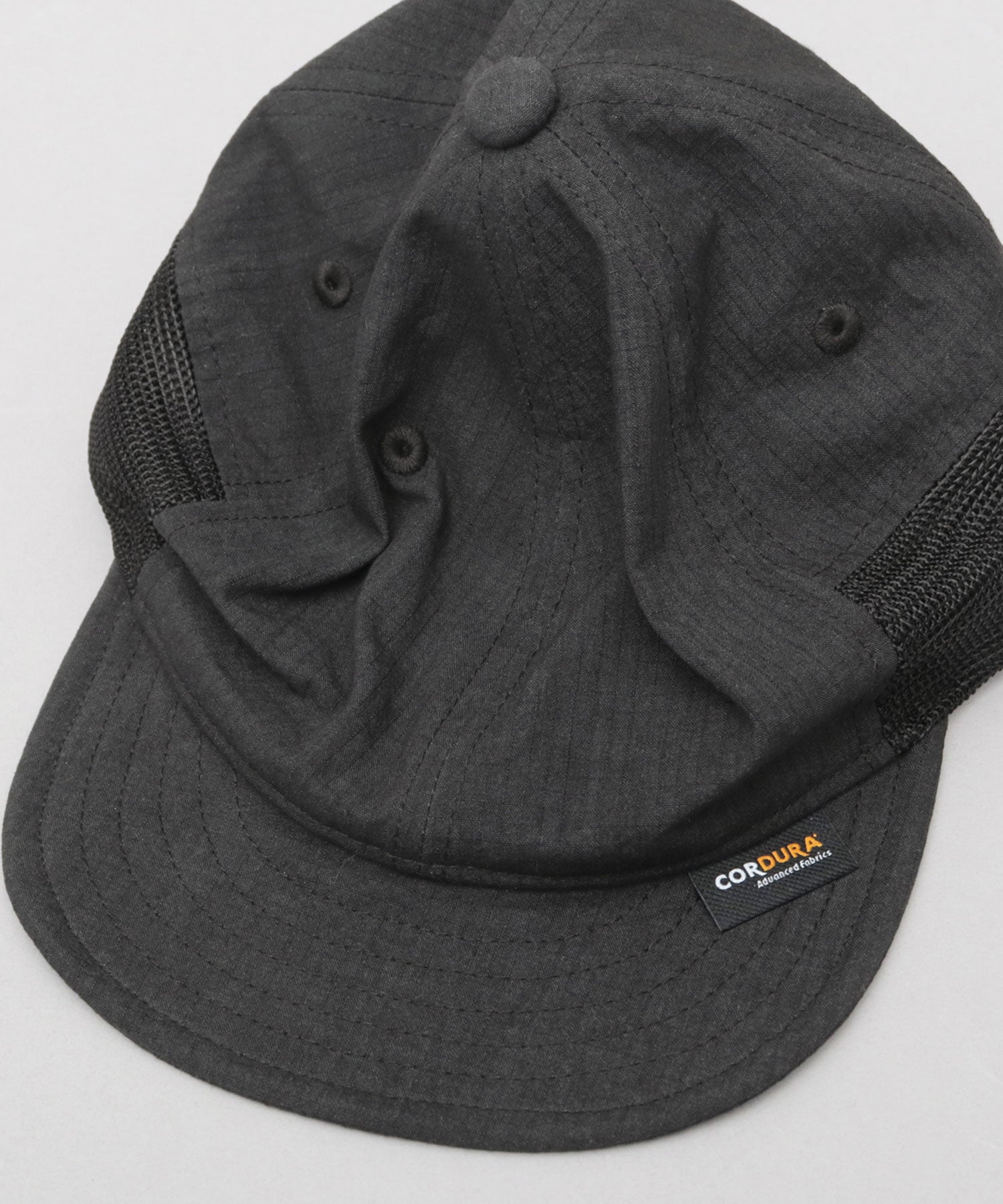 ベーシックエンチ Basiquenti ワッシャー加工 ミニリップ CORDURA綿ナイロン メッシュ アンパイアキャップ （ネイビー） ネイビー