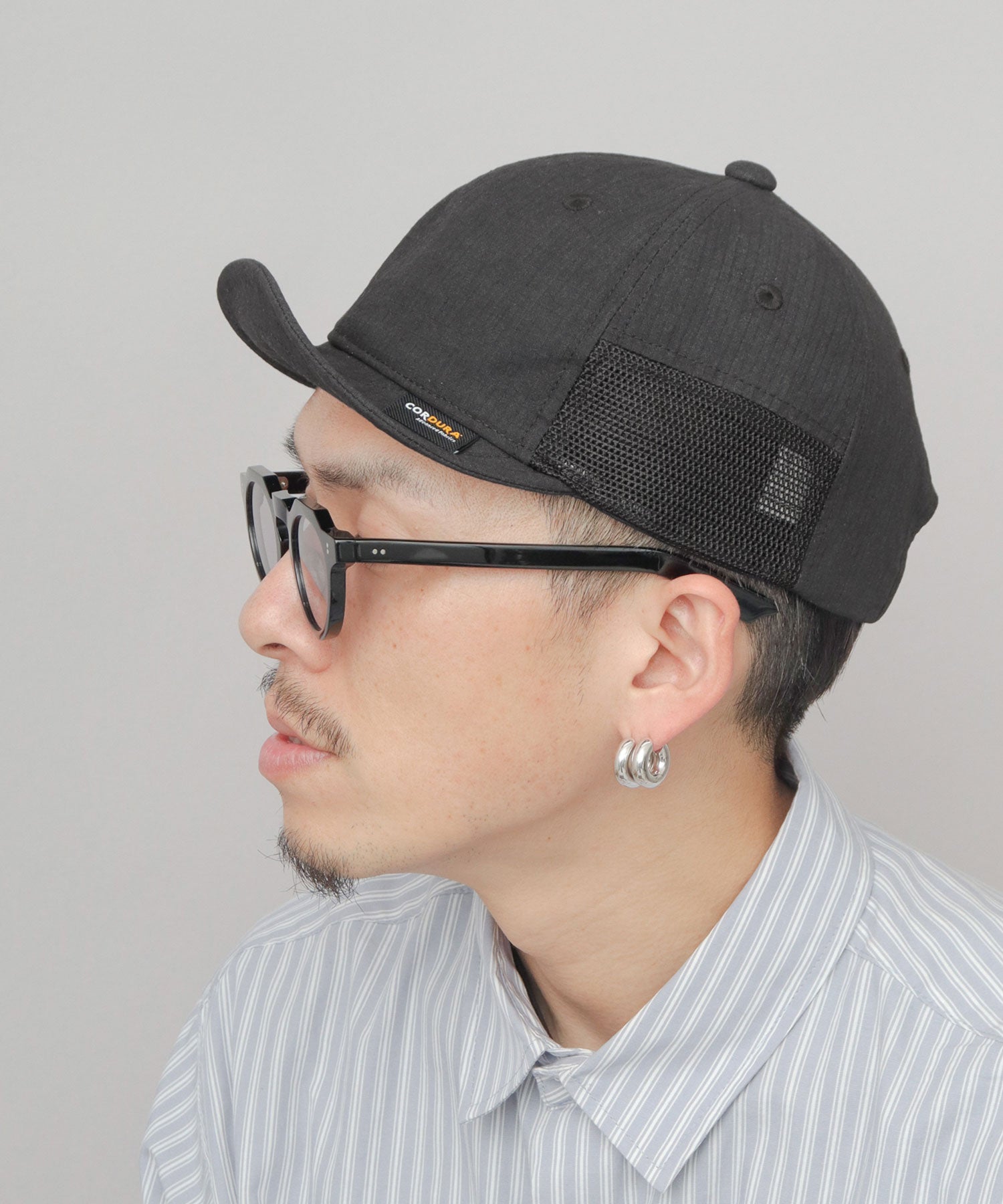 ベーシックエンチ Basiquenti ワッシャー加工 ミニリップ CORDURA綿ナイロン メッシュ アンパイアキャップ （ネイビー） ネイビー