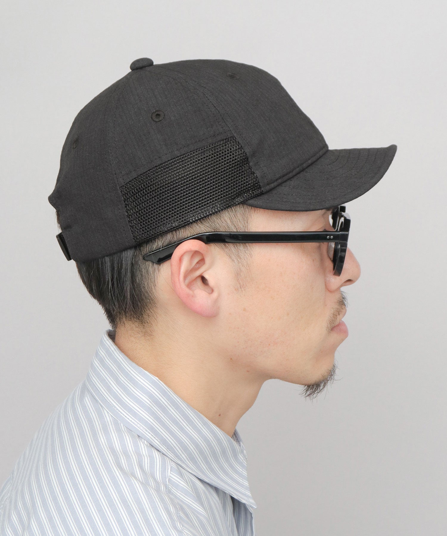 ベーシックエンチ Basiquenti ワッシャー加工 ミニリップ CORDURA綿ナイロン メッシュ アンパイアキャップ （ネイビー） ネイビー