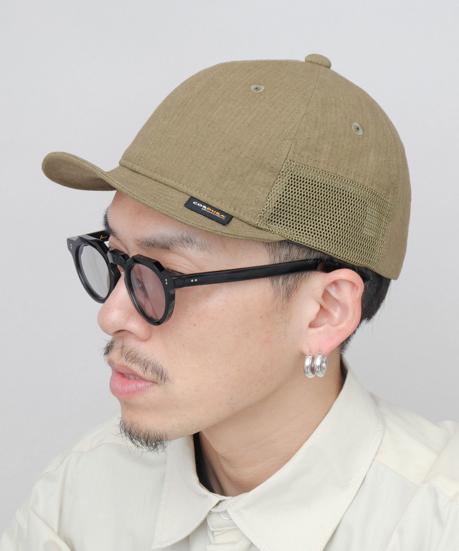 ベーシックエンチ Basiquenti ワッシャー加工 ミニリップ CORDURA綿ナイロン メッシュ アンパイアキャップ （モカ） モカ