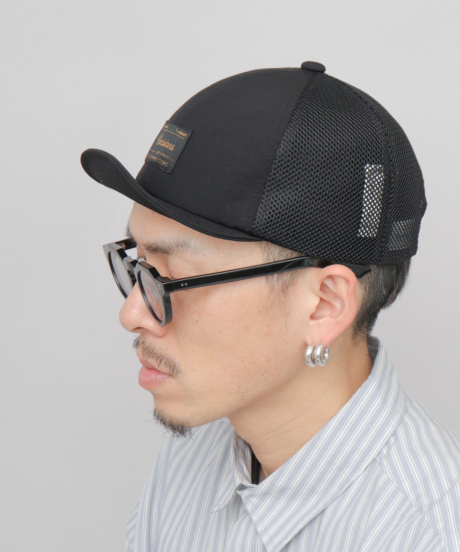 ベーシックエンチ Basiquenti ソフトナイロン メッシュ アンパイアキャップ （ブラック） ブラック