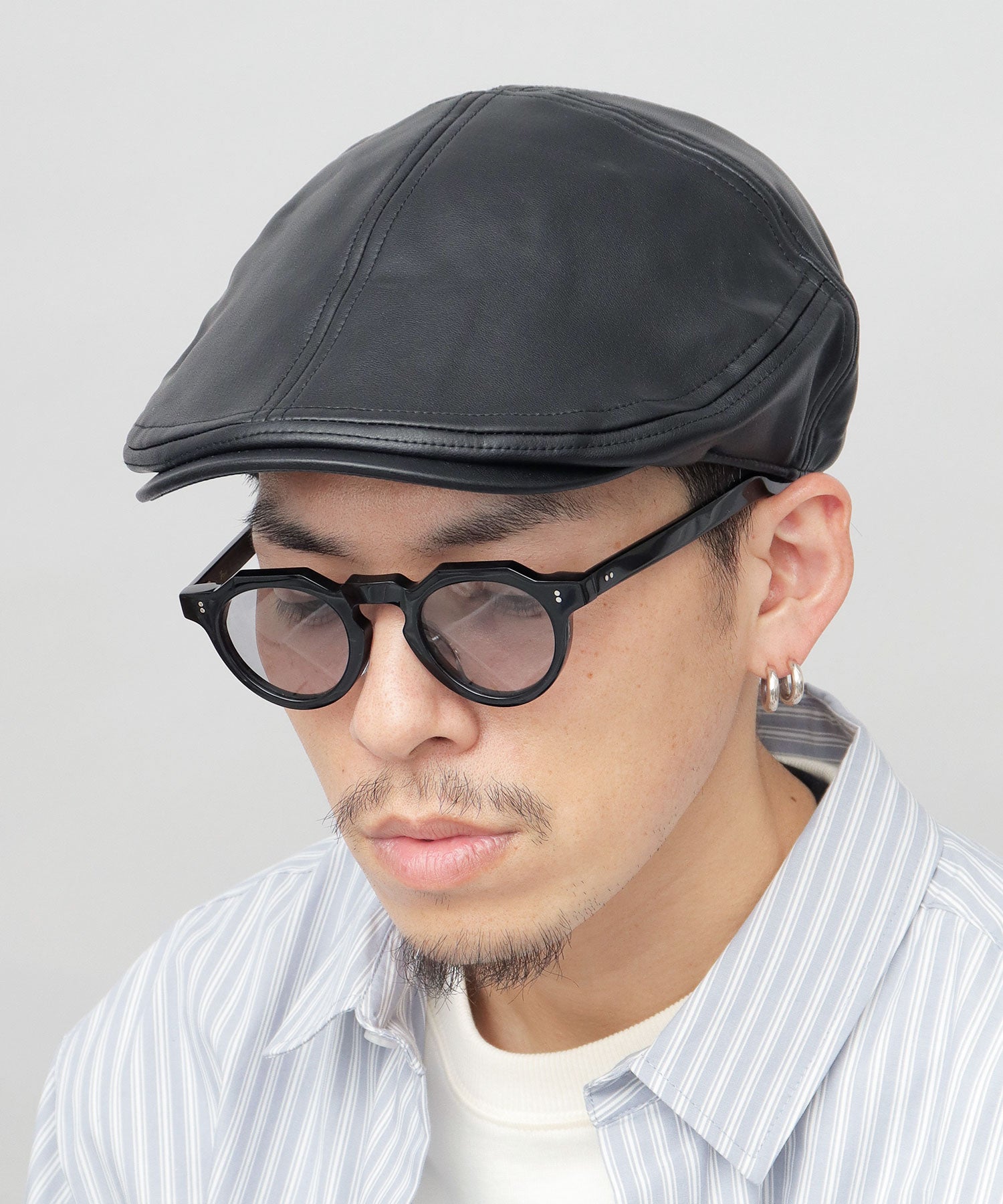 Basic Enchi Basiquenti Synthetic Leather Panel Switch Hunting Hat Wide Silhouette Adult Casual Simple
