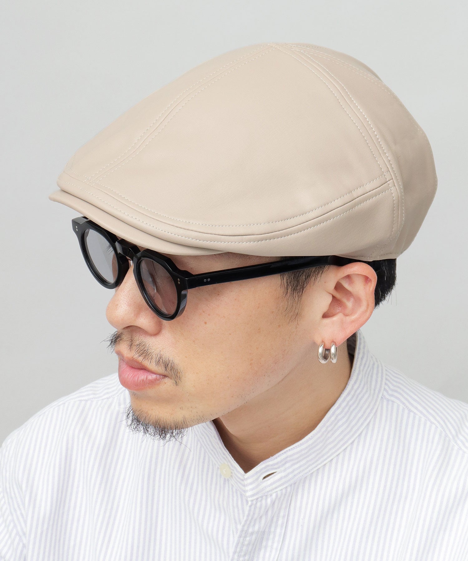 Basic Enchi Basiquenti Synthetic Leather Panel Switch Hunting Hat Wide Silhouette Adult Casual Simple