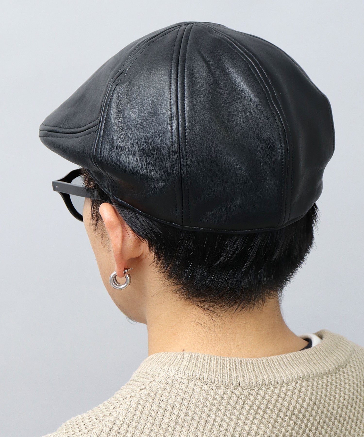 Basic Enchi Basiquenti Synthetic Leather Panel Switch Hunting Hat Wide Silhouette Adult Casual Simple
