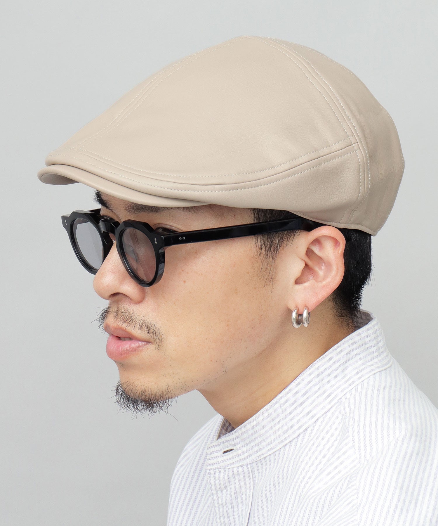 Basic Enchi Basiquenti Synthetic Leather Panel Switch Hunting Hat Wide Silhouette Adult Casual Simple