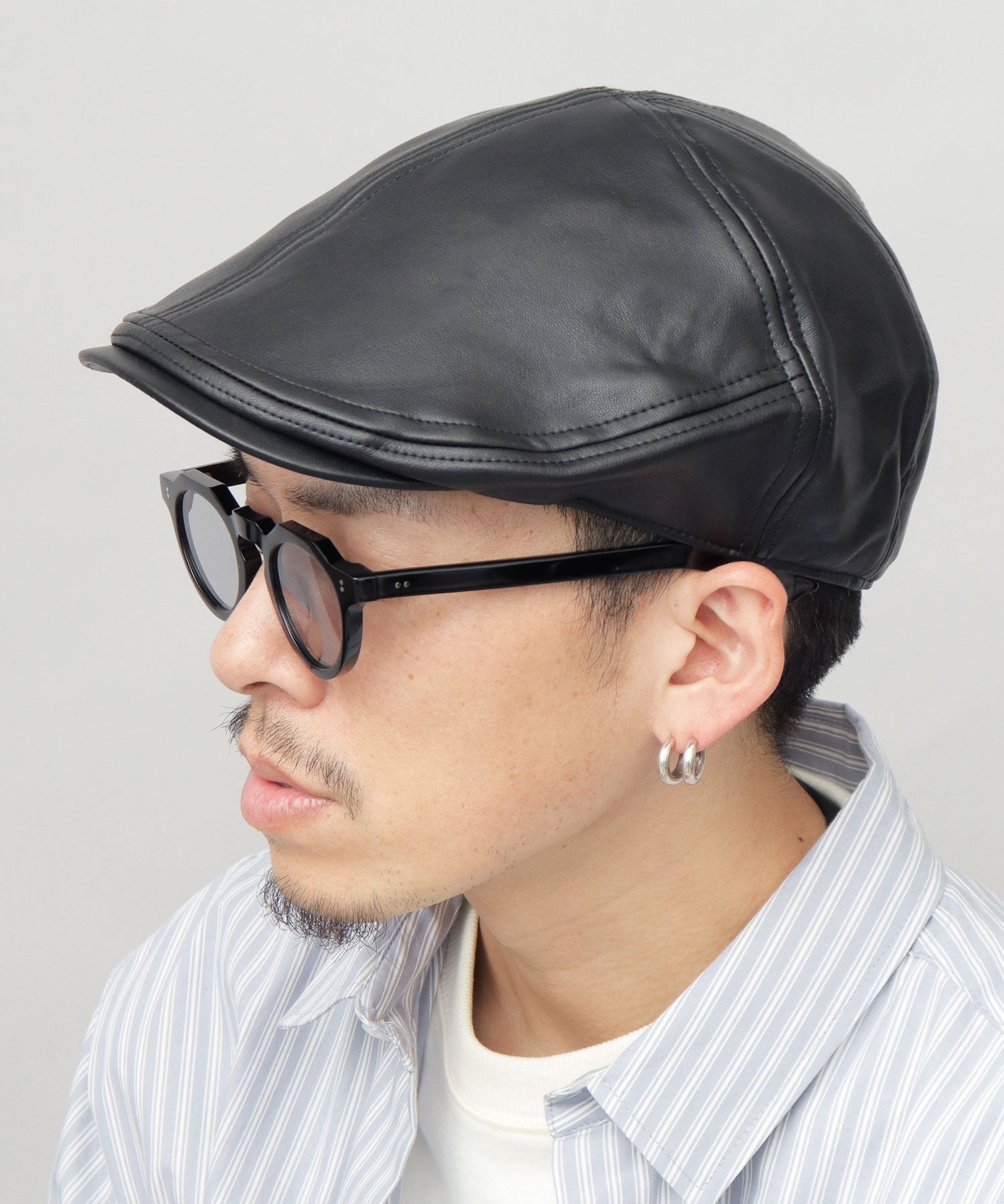 Basic Enchi Basiquenti Synthetic Leather Panel Switch Hunting Hat Wide Silhouette Adult Casual Simple
