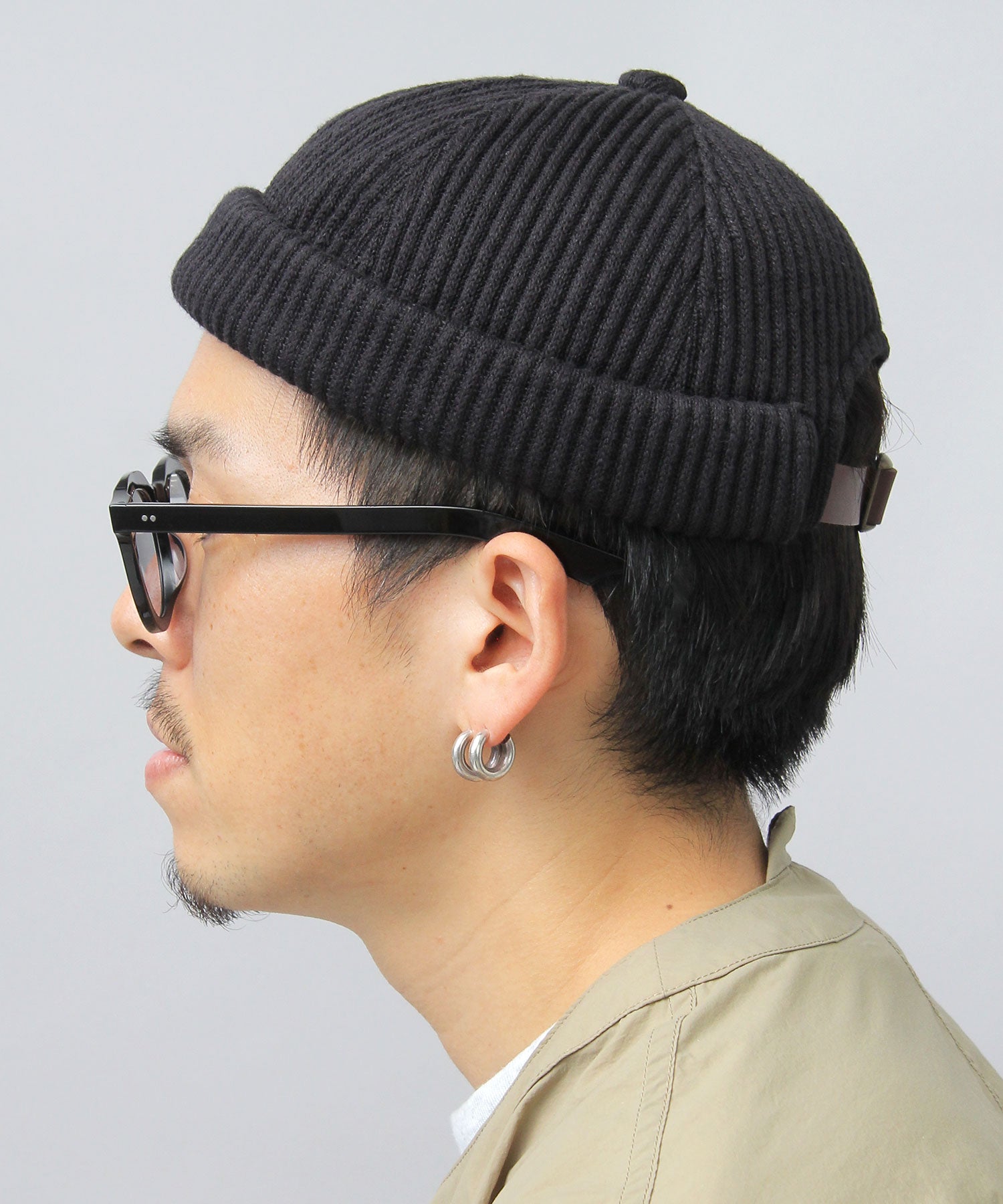 ベーシックエンチ Basiquenti リブ編みニット フィッシャーマンキャップ ロールキャップ 帽子 メンズ カジュアル シンプル