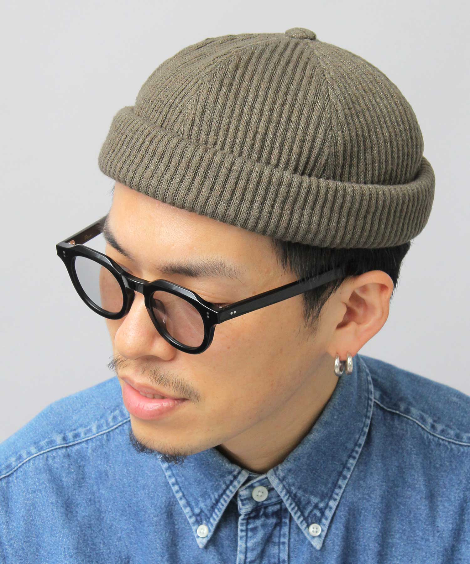 ベーシックエンチ Basiquenti リブ編みニット フィッシャーマンキャップ ロールキャップ 帽子 メンズ カジュアル シンプル