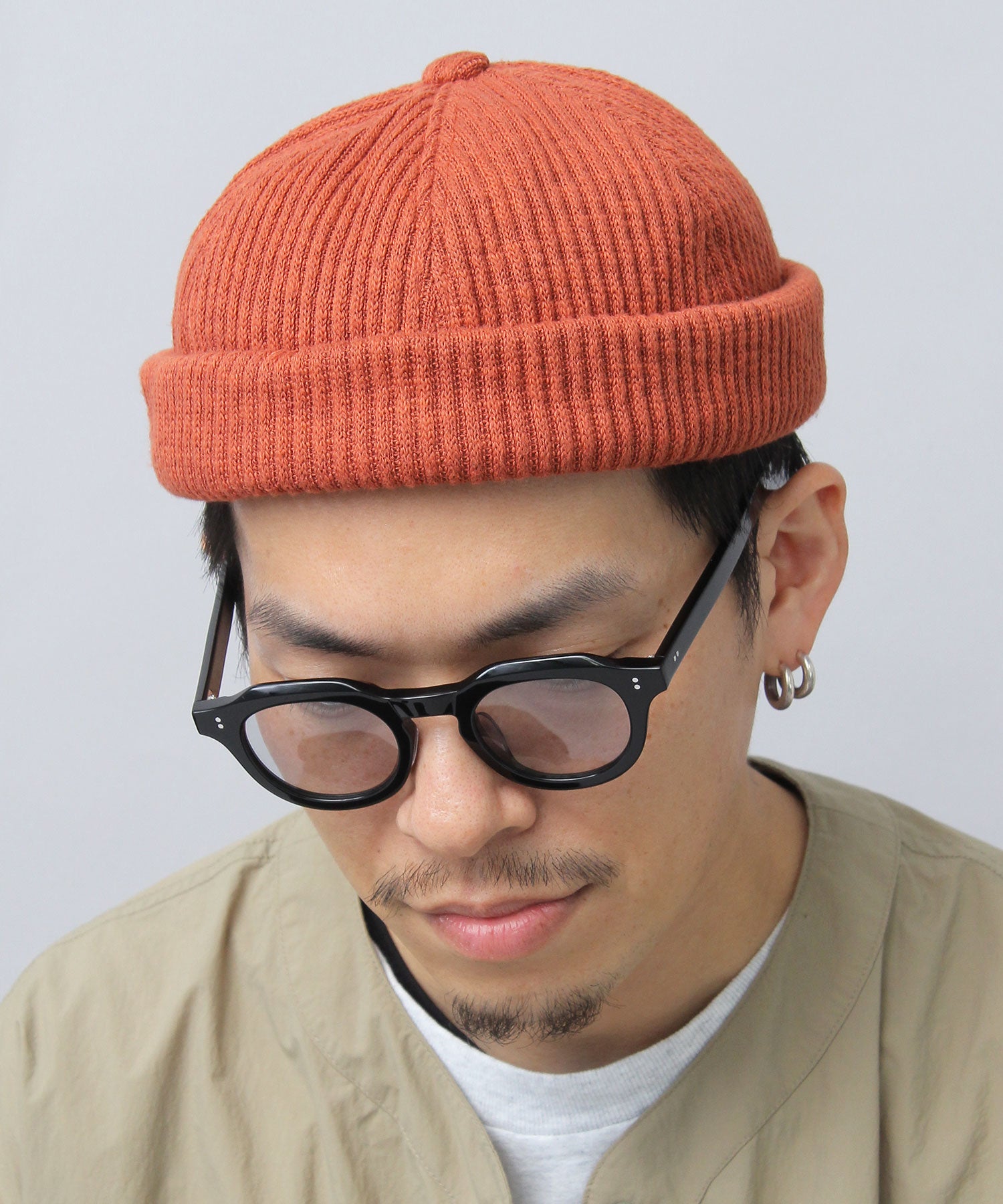 ベーシックエンチ Basiquenti リブ編みニット フィッシャーマンキャップ ロールキャップ 帽子 メンズ カジュアル シンプル
