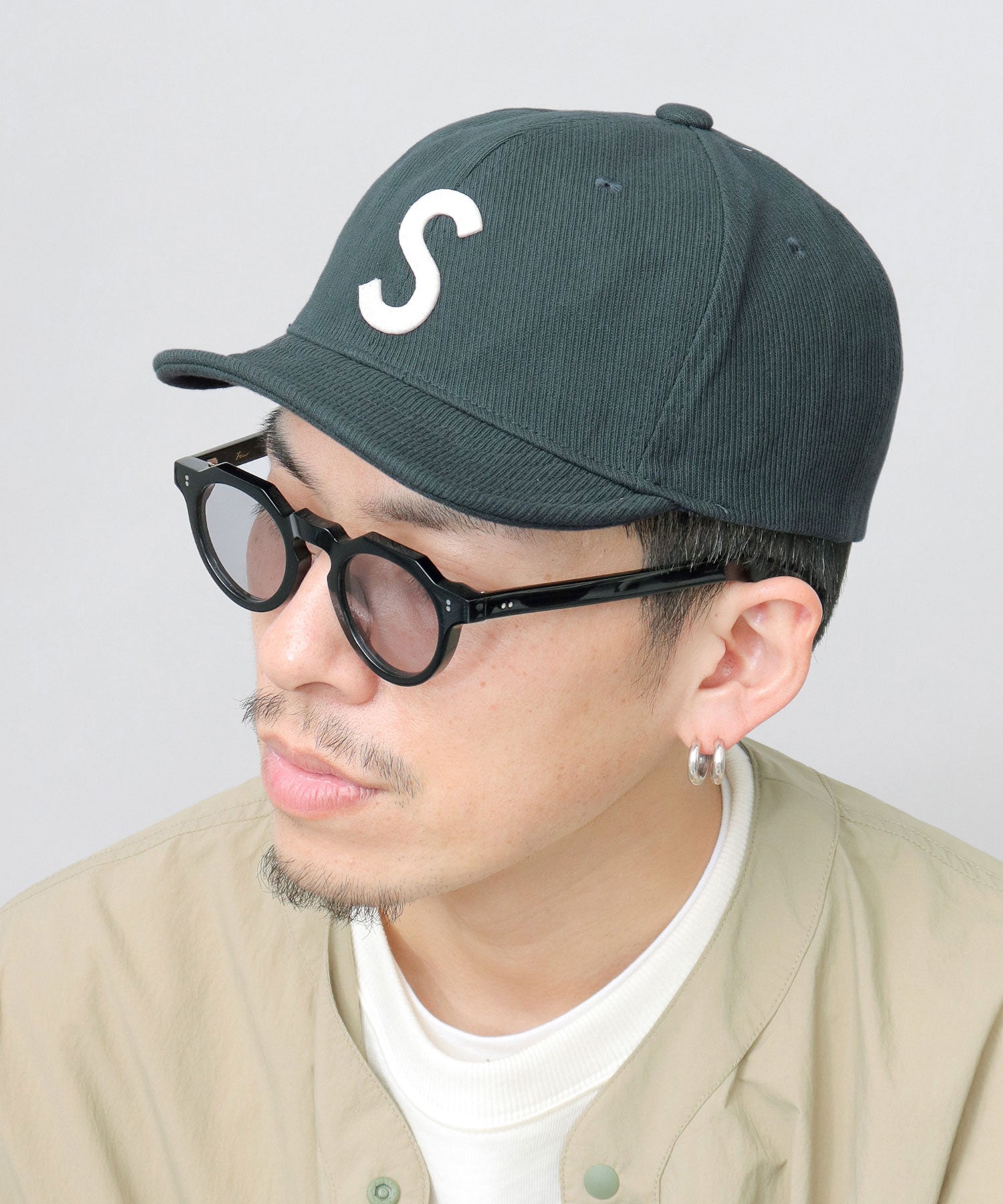 ベーシックエンチ Basiquenti スプリングロゴ コットン ショートキャップ ロゴ ショートバイザー アンパイアキャップ