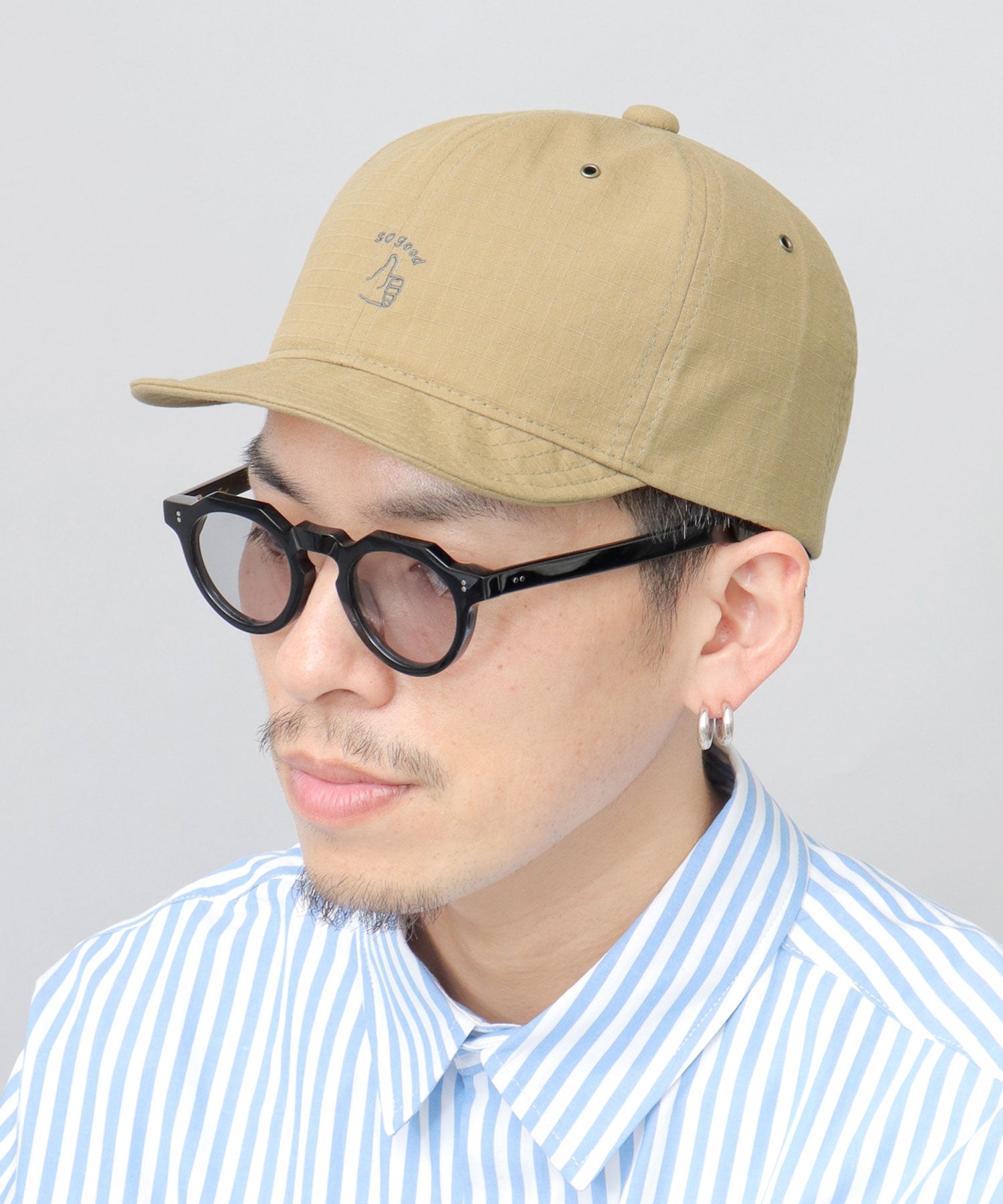 Basic Enchi Basiquenti Hand Sign Embroidery Short Visor Umpire Cap Short Cap Hat Men's