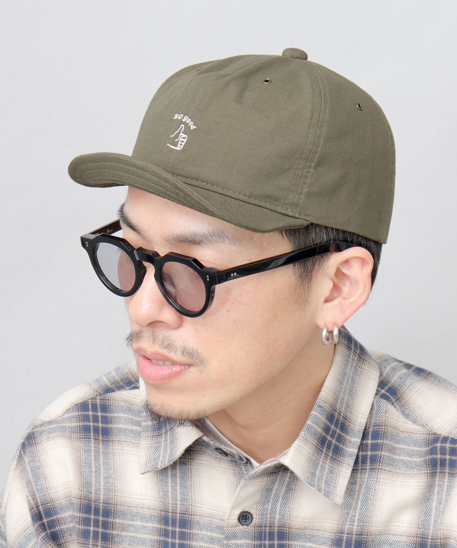 Basic Enchi Basiquenti Hand Sign Embroidery Short Visor Umpire Cap Short Cap Hat Men's