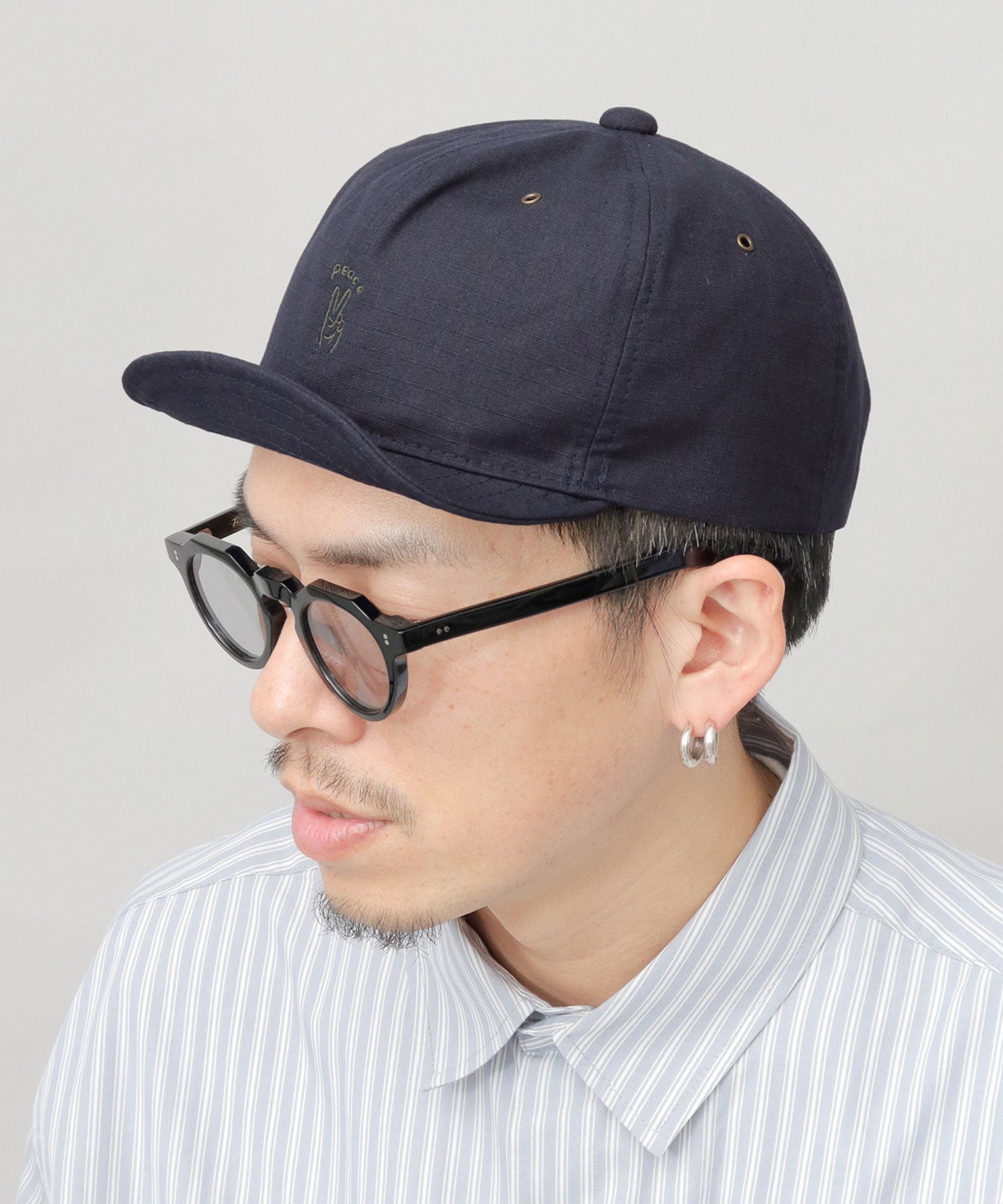Basic Enchi Basiquenti Hand Sign Embroidery Short Visor Umpire Cap Short Cap Hat Men's