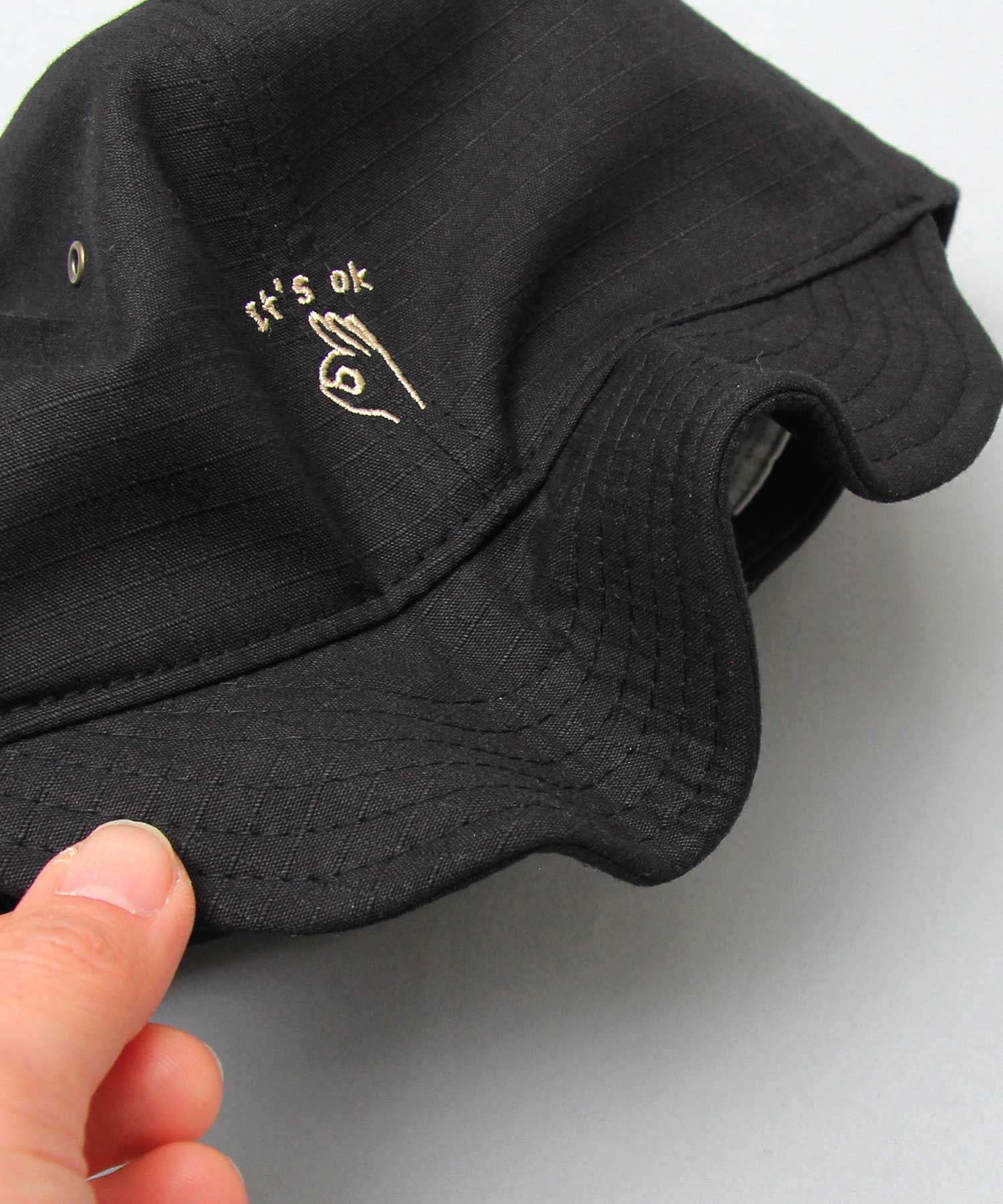 Basic Enchi Basiquenti Hand Sign Embroidery Short Visor Umpire Cap Short Cap Hat Men's