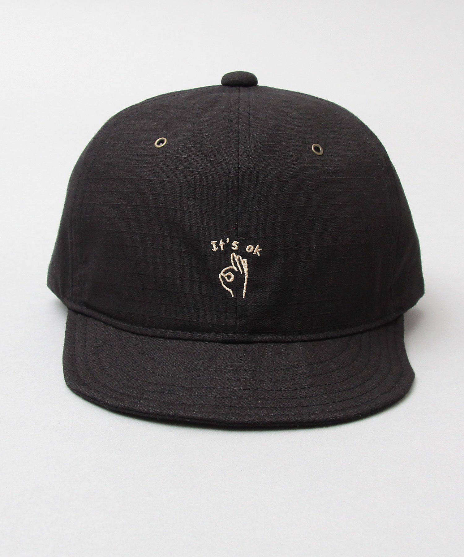 Basic Enchi Basiquenti Hand Sign Embroidery Short Visor Umpire Cap Short Cap Hat Men's