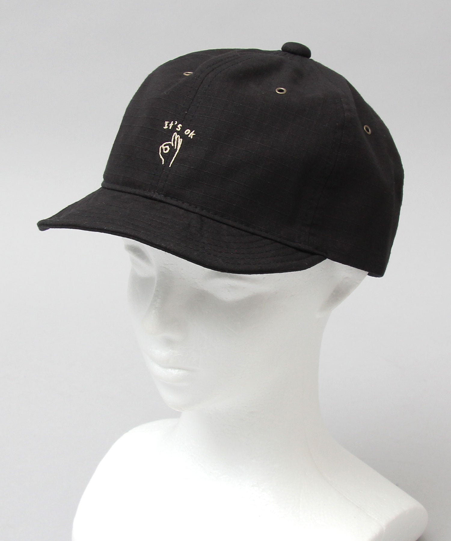 Basic Enchi Basiquenti Hand Sign Embroidery Short Visor Umpire Cap Short Cap Hat Men's