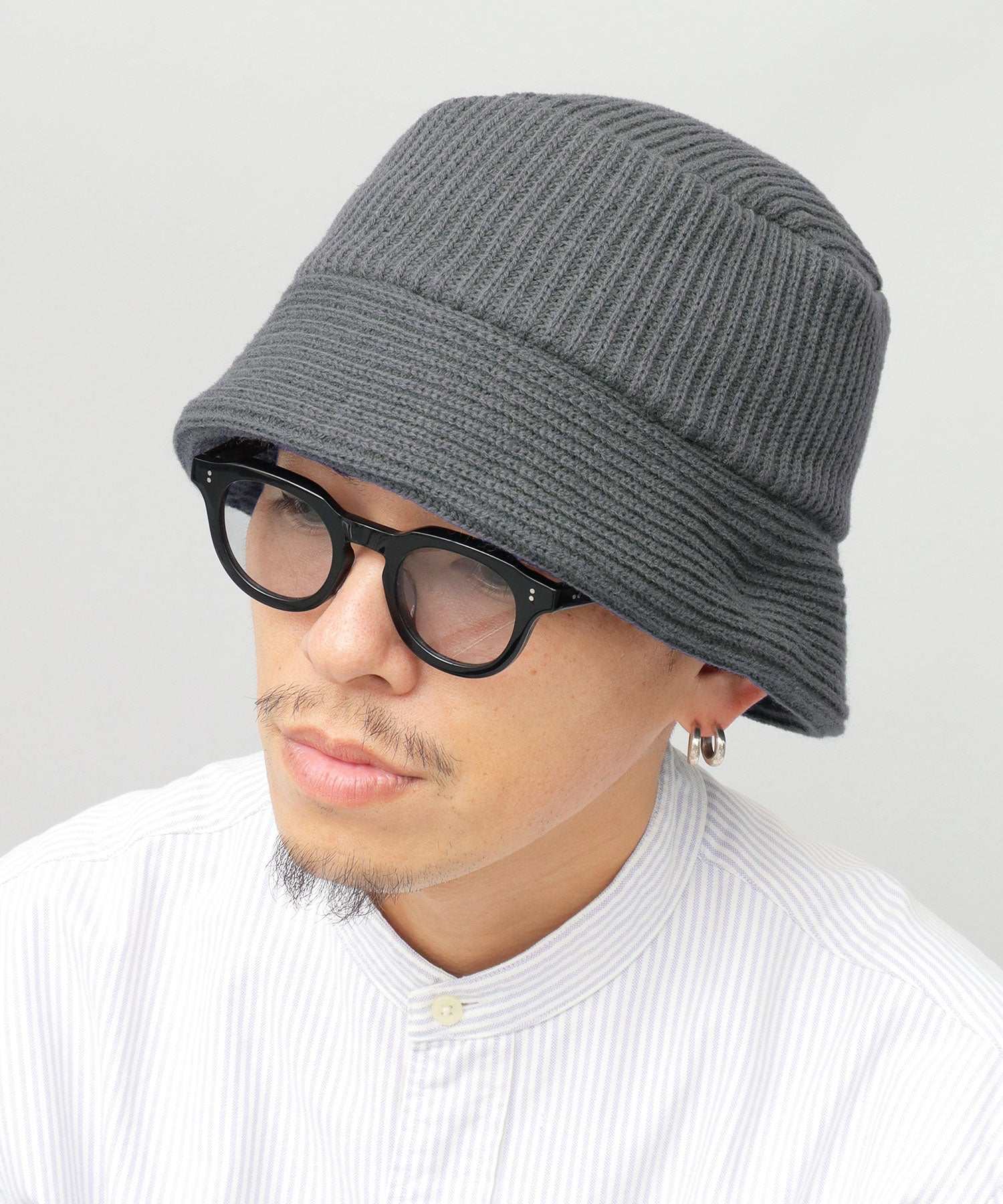 ベーシックエンチ Basiquenti リブニット バケットハット シンプル カジュアル 帽子 メンズ ユニセックス （グレー） グレー