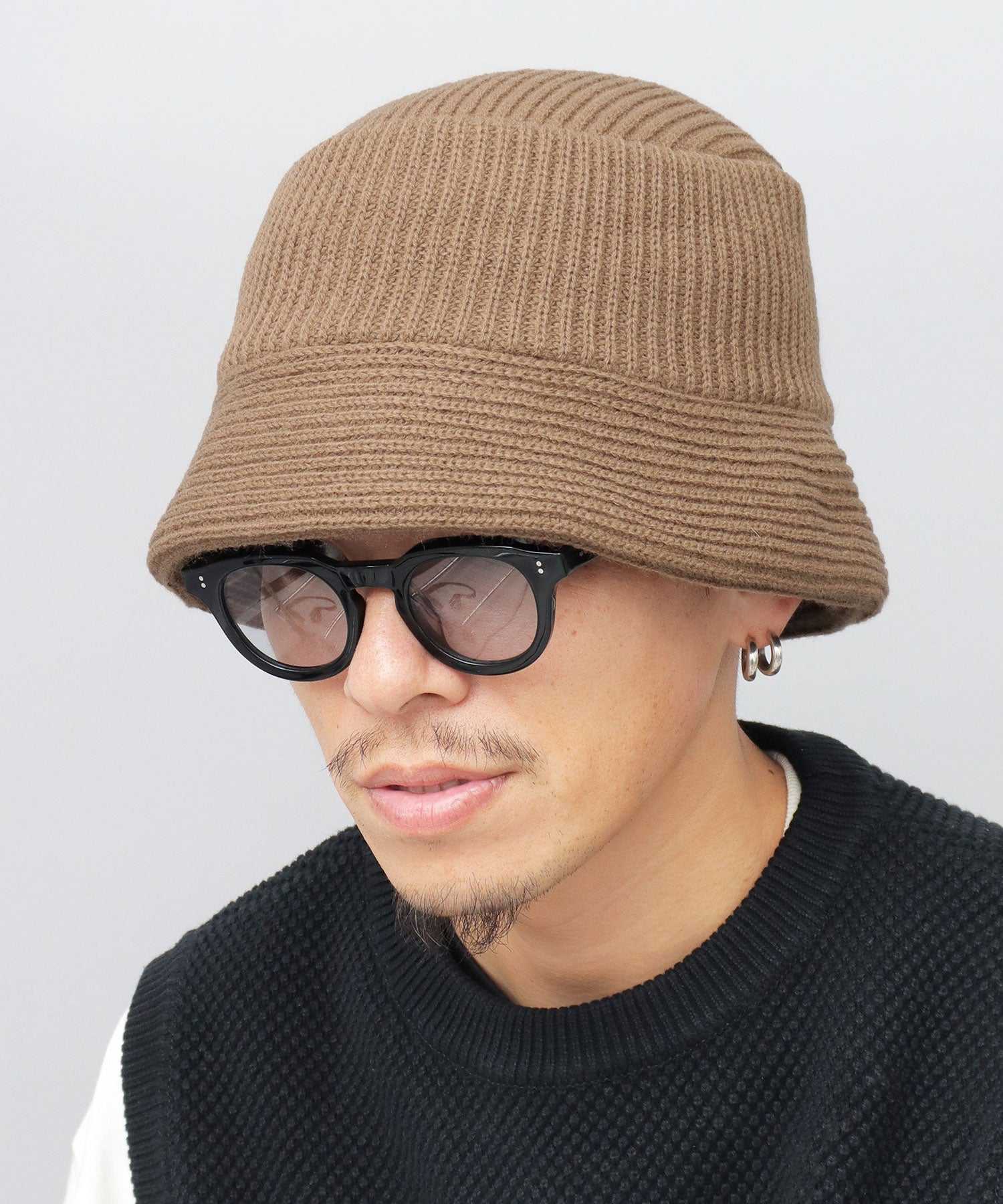 ベーシックエンチ Basiquenti リブニット バケットハット シンプル カジュアル 帽子 メンズ ユニセックス （ベージュ） ベージュ
