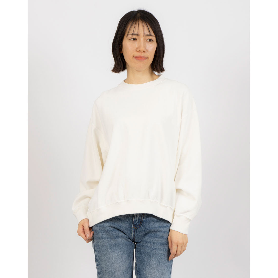 バーンズアウトフィッターズ BARNS OUTFITTERS VT.CREW S/RIB SW （WHT） WHT